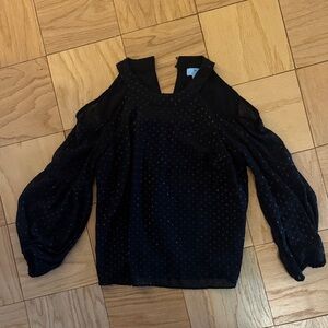 CeCe Black Cold Shoulder Blouse